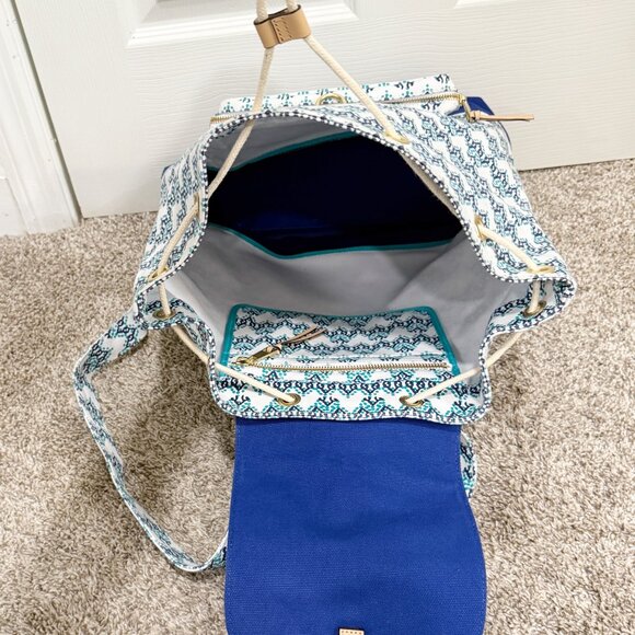 NWT Vineyard Vines Bubbles Print Canvas Day Pack Royal Ocean Blue main image 5
